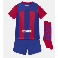 Fotbalové Dres Barcelona Dětské Domácí 2023-24 Krátký Rukáv (+ trenýrky)